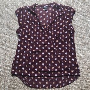 Maroon floral top - lots of detailing!